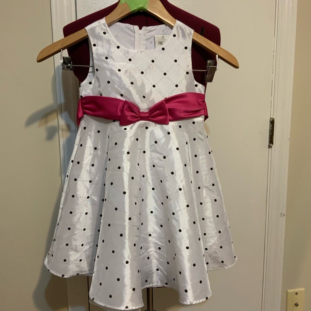 Like New Rare Editions Polka Dot White/Black & Pink Formal Dress